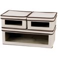 thumbnail image 1 of Household Essentials 510-3 Vision Storage Boxes With Lids | 3 Piece Set | Natural Canvas With Brown Trim, 1 of 5