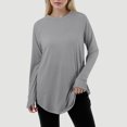 thumbnail image 2 of 2025 Femmes Décontracté Uni Foncé Chemise pour Femmes Couleur Ample Col Rond Hauts pour Femmes Tendance Manches Longues Manches Raglan Chemise de Compression à Manches Longues Femmes T-Shirt, 2 of 4