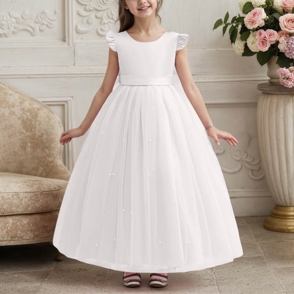 Kids Girls Dresses Formal Dress for Girls White Girls Dress Birthday Dress for Girls Easter Dresses for Girls 8-9 Years