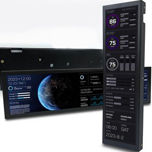 8.8inch Moniteur de temps d'ordinateur (thème dynamique pris en charge), IPS Écran secondaire de type C CPU RAM HDD Données FPS Moniteur noir,1x Kit d'ordinateur de surveillance temporaire, noir