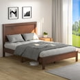 thumbnail image 1 of Gymax Queen Size Bed Frame Platform Slat High Headboard Bedroom Rubber Wood Leg Walnut, 1 of 10