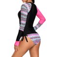 thumbnail image 3 of Women's Contrast Rosy Detail Long Sleeve Tankini Swimsuit, 3 of 11