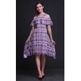 thumbnail image 4 of Bimba Purple Tie-Dye Printed Womens Ruffle Front Cold Shoulder Swing Shift Dress - Medium, 4 of 6