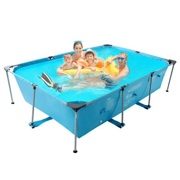 Naipo 10FT Large Swimming Pool 845 gal Framed Rectangle Above Ground Type Durable Easy to Assemble for Endless Water Play