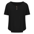 thumbnail image 2 of Birdeem T-Shirt à Boutons pour Femmes, Décontracté, Ample, Uni, Col Ras du Cou, Manches Courtes, 2 of 6