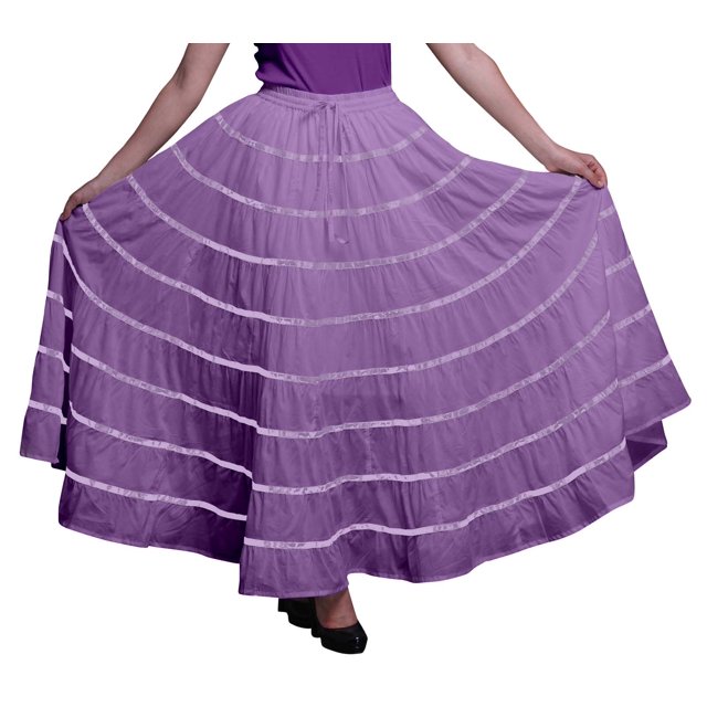 Phagun Jupe Longue Décontractée Lavande pour Femmes, Maxi d'Été, Vêtements Indiens-4