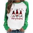 thumbnail image 1 of RKSTN Chandail pour Femmes de Noël à Col Rond, Chandail Imprimé du Père Noël, Manches Longues, Blouse Régulière à Empiècements, 1 of 5