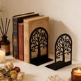 thumbnail image 4 of EGNMCR Organization and Storage, Storage Bins, Storage Containers Book Ends Metal Bookends For Shelves Decorative Tree Stopper For Heavy Books Black Ends To Hold Books For Home Office Metal bookend, 4 of 6