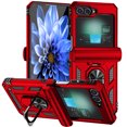 thumbnail image 1 of for Samsung Galaxy Z Flip 6 Rugged Phone Case Cover, Kickstand TPU Bumper Drop Proof Durable Military Grade Protective Case Cover for Samsung Galaxy Z Flip 6, Red, 1 of 11
