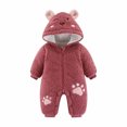 thumbnail image 2 of EGNMCR Rompers for Kids Winter Infant Toddler Baby Long Sleeve Ear Hooded Romper Zipper Jumpsuit Kid Rompers, 2 of 6