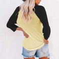 thumbnail image 3 of Plebaso Chemises à Manches 3/4 pour Femmes Col Rond Tops à Blocs de Couleur Décontractés Amples Blouses pour Femmes, 3 of 3