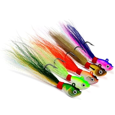 Bucktail Jig Heads 1/2oz – 5PCS Lifelike Jig Lure Kit for Saltwater & Freshwater Fishing, Ideal for Bass, Striper, Trout, Bluefish & Pike