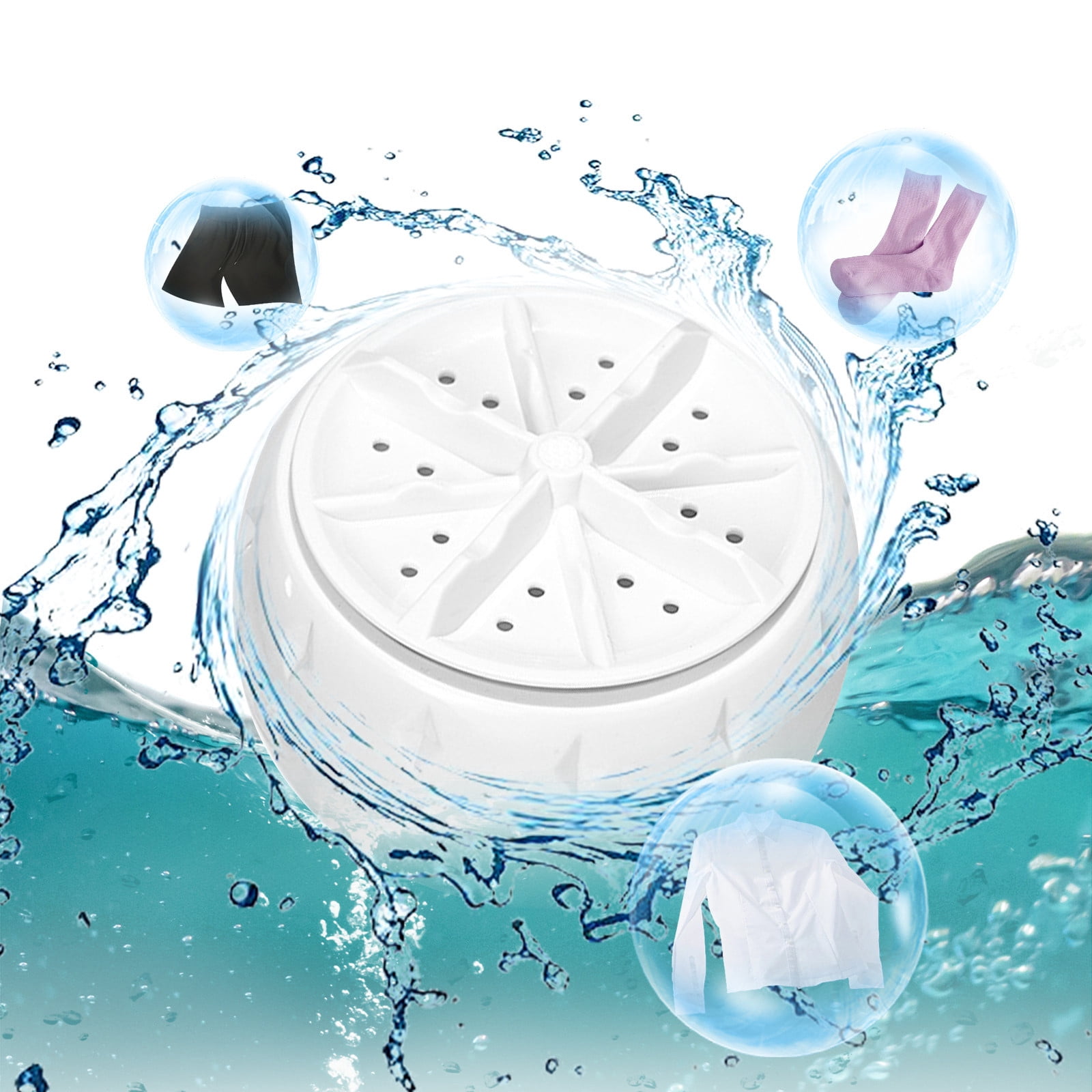 Fasiaou Mini Portable Travel Turbine Washing Machine, Fully Automatic Small Underwear Washer for Dormitory and Home,As Show