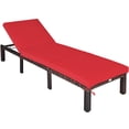 thumbnail image 2 of Costway Chaise Longue Inclinable d'Extérieur en Rotin Réglable avec Coussin pour Patio et Cour, Rouge, 2 of 10