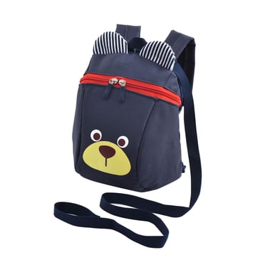 Harnais pour Enfants Ajustable Sac à Livres avec Fermeture Éclair, Harnais en Tissu Oxford Ours Enfants Bleu Foncé