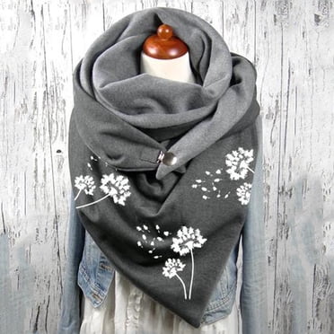 XZNGL Fashion Women Printing Button Soft Wrap Casual Warm Scarves Shawls