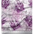 thumbnail image 1 of Soimoi Tissu Satin Modal Boussole de Navigation et de Direction Décor Nautique Tissu Imprimé au Yard 42 Pouces de Large, 1 of 3
