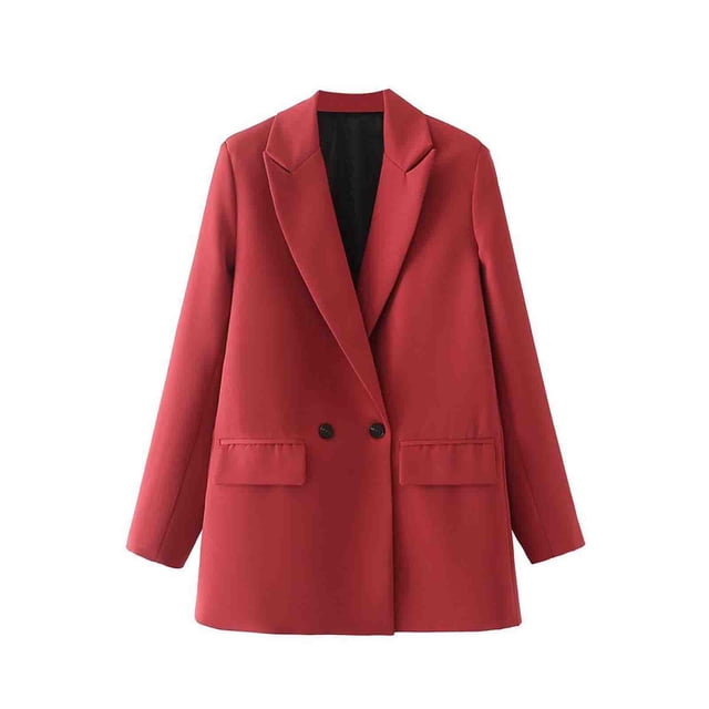 Pompotops Blazer à Manches Longues pour Femmes, Mode Décontractée Printemps Été, Couleur Unie, Liquidation