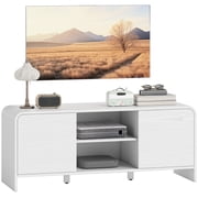 HOMCOM Meuble TV pour téléviseurs jusqu'à 55 po, Console multimédia avec cabinets, Étagères