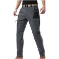 thumbnail image 1 of hotojiny Pantalon Cargo pour Homme Mode Coupe Ajustée Randonnée Plein Air Pantalon à Blocs de Couleur Entraînement Jambe Droite avec Poche, 1 of 3