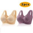 thumbnail image 2 of Yuyuzo Front Closure Bras for Women Plus Size 2 Pack Full Support Wireless Comfortable Everyday Bra, 2 of 4