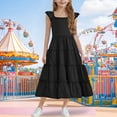 thumbnail image 2 of Diufon Girls Maxi Dress Summer Casual Cap Sleeve A Line Sundress Ruffle Hem Flowy Dress for Tween 3-13 Years, 2 of 6