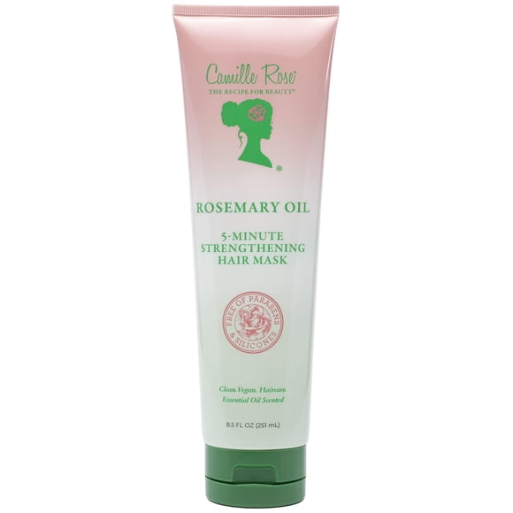 Camille Rose Rosemary Oil 5-Minute Deep Strengthening Hair Mask And Conditioner With Natural Castor Peppermint And Rosemary Oils For Hair Growth & All Hair Types 8.5 Fl Oz