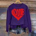 thumbnail image 2 of Penkiiy Chandail en Molleton Imprimé Cœur pour Femmes Manches Longues Col Rond Décontracté Ample Vintage Amour Graphique Chandail TG Violet, 2 of 4