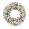 thumbnail image 1 of Holiday Time 24" Pre-lit Flocked Christmas Wreath, White, PVC, 1 of 5