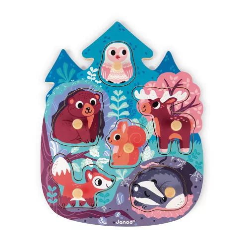 Puzzle en bois Janod Happy Forest - 6 pièces - À partir de 18 mois