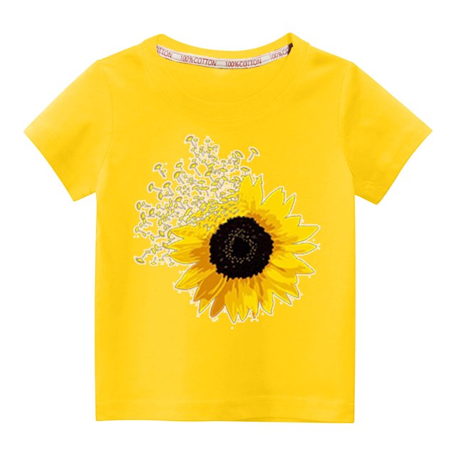 EGNMCR Blouses & Chemises à Manches Courtes Col Rond pour Tout-Petits Garçons Filles Mode Mignon Col Rond Imprimé Haut à Manches Courtes Blouse Fille
