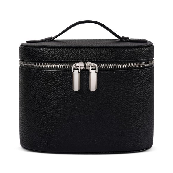 Black Travel-Friendly Multi-Compartment Cosmetic Organizer: Lightweight, Compact Makeup Bag with Clear Zoning for Lipsticks, Powders, Brushes – Durable, Dustproof & Moisture-Proof, Ideal for Business