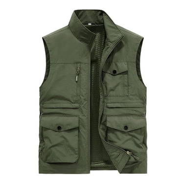 Gilet à Col Montant pour Homme, Gilet Sans Manches à Multiples Poches, Polyester Doux et Respirant pour l'Automne et l'Hiver, Veste Utilitaire Décontractée pour l'Extérieur