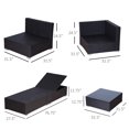 thumbnail image 3 of Outsunny 9 Pieces Wicker Patio Furniture Set with Cushion, PE Rattan Outdoor Conversation Set Sectional Sofa Set with 2 Loungers and Glass Tabletop, Aluminum Frame, Coffee & Red, 3 of 10