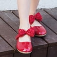 thumbnail image 3 of B91xZ Chaussures de Fille Robe Paillettes Fleur Petite Fille Talons Bas Fête Mariage Chaussures, Rouge 8.5, 3 of 5