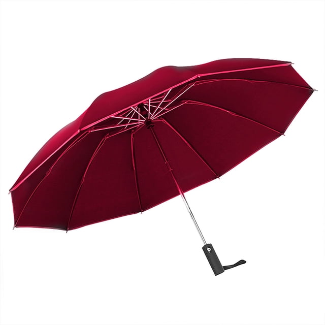 Summer Savings Clearance! EINCcm Compact Umbrella Compact Travel Umbrella Windproof Waterproof Stick Umbrella UV Protection Golf Umbrella 10 Rib Steel Umbrella Stand, Red