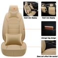 thumbnail image 4 of Maidao Car Seat Covers Leather Full Set for BMW for X1 2017-Present 5 Seats Compatible Airbag Leather Waterproof Front Rear Cushion Protector Full Set with Pillow Beige, 4 of 9