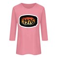 thumbnail image 2 of Uootdi Hauts pour Femmes Manches 3/4 Col Ras du Cou 1976 Imprimé Arc-en-Ciel Rétro Coupe Décontractée T-Shirts Nostalgiques pour Escapade d'Été Cadeau, 2 of 4