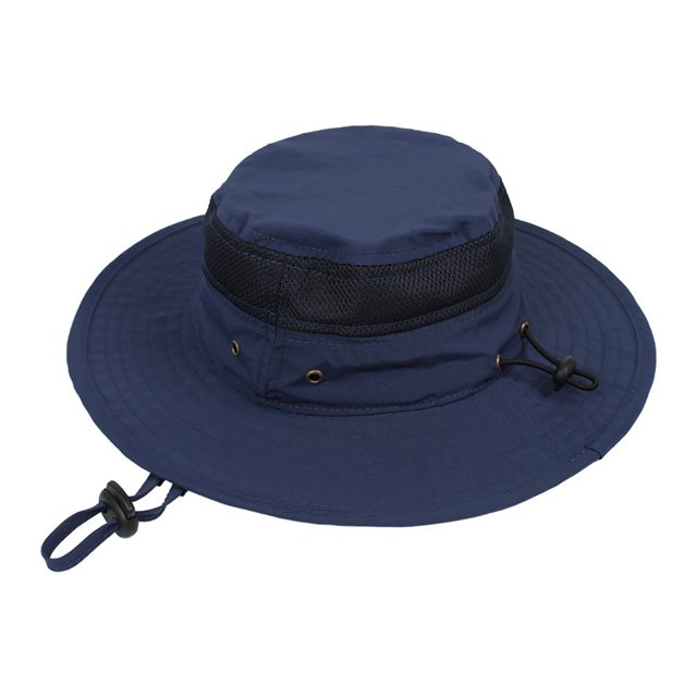 Bucket Hat Solid Color Mesh Patched Polyester Travel Hiking Fisherman Hat for Kids