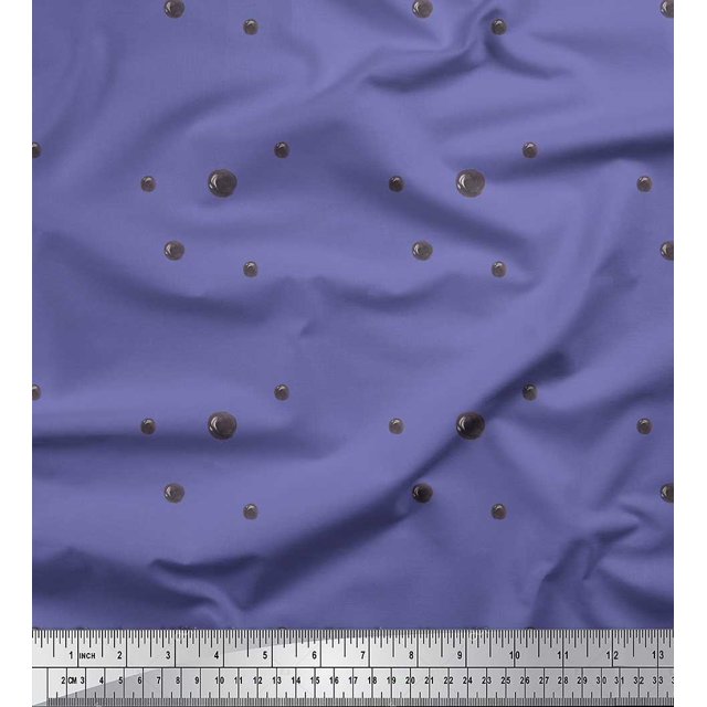 Soimoi Purple Rayon Fabric Brush Stroke & Dots Abstract Decor Fabric Printed Yard 56 Inch Wide