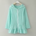 thumbnail image 4 of WEIYLL Robes Préadolescentes pour Filles, Couverture de Bain pour Enfants, Robe à Capuche Zippée, Manches Longues, Verte, 3-4 Ans, 4 of 9