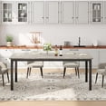 thumbnail image 3 of Kojooin Long Dining Table for 6 People, Large Rectangle Wood Kitchen Table with Sturdy Metal Legs, Modern Industrial Dining Room Table with Round Corner, 3 of 8