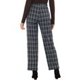 thumbnail image 3 of Unique Bargains Women's Plaid Elastic Waist High-Rise Straight Leg Pants, Blue / Brown Grid, S, 3 of 6