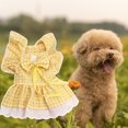 thumbnail image 3 of Trayknick 1 Ensemble Pet Princesse Robe Patchwork Accrocheur Comfortable Doux Col Carré Robe jusqu'à Manches à Volants Plaid Impression Chiot Chien Jupe Animal de Compagnie Bowknot Collier Animaux de Compagnie Fournitures Rose Chaud, 3 of 13