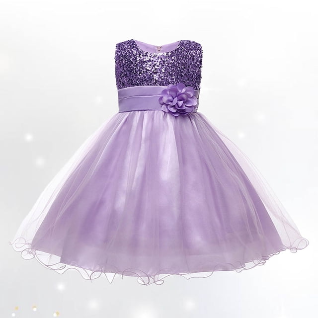 Robes pour Filles Jupe de Performance en Mousseline Sans Manches à Paillettes pour Enfants Robe Élégante pour et Usage Quotidien
