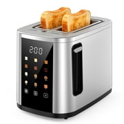 ONSON 2 Slice Toaster, LED Touchscreen, Stainless Steel，Wide Slot, 800W, 6 Bread Modes, Auto Timer,  Kitchen Essential