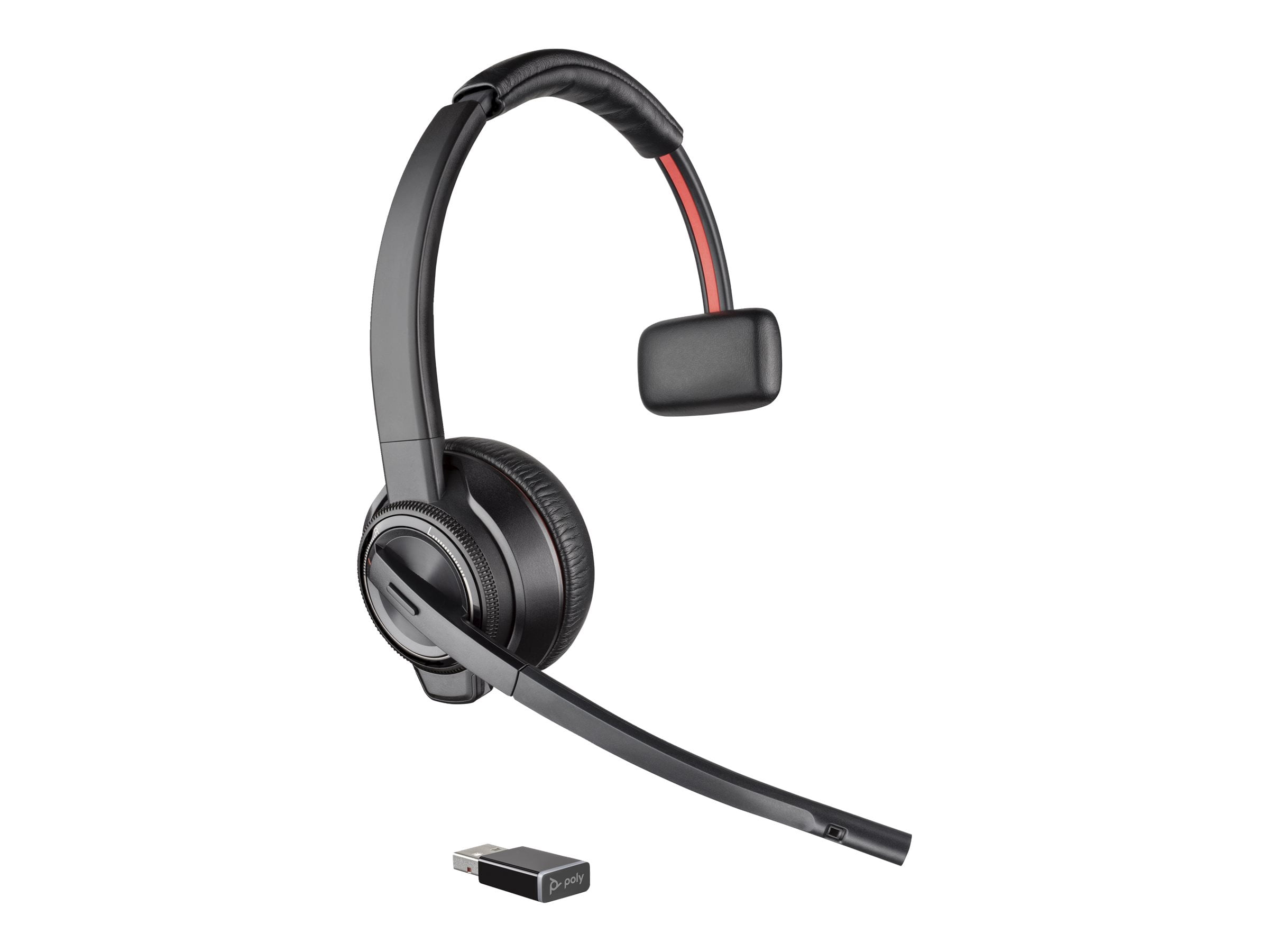 Poly Savi 8210 - Headset - on-ear - DECT - wireless - USB-A via DECT adapter - black - Zoom Certified
