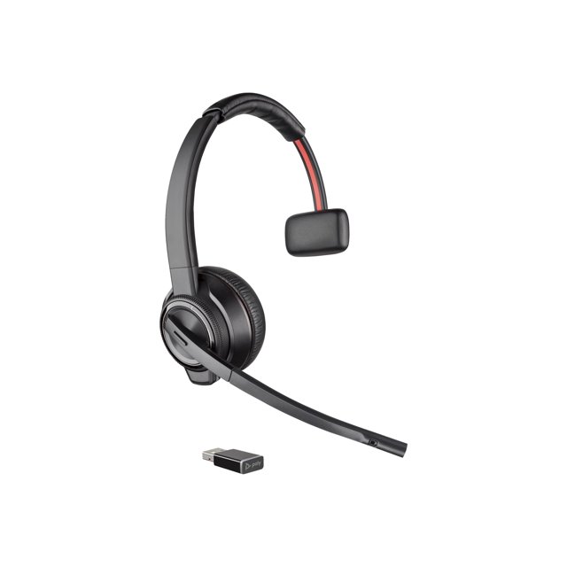 Poly Savi 8210 - Headset - on-ear - DECT - wireless - USB-A via DECT adapter - black - Zoom Certified