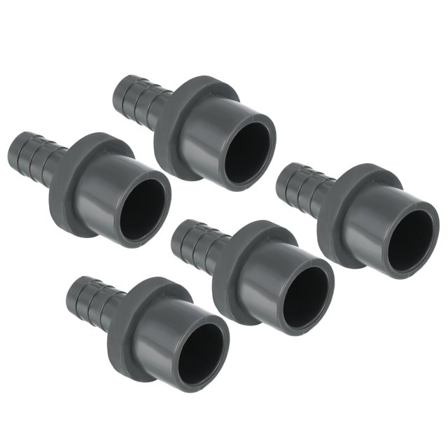 Unique Bargains UPVC Reducer Pipe Fitting 20mm OD 11mm Barbed, 5 Pack Straight Coupling Adapter Connector, Grey