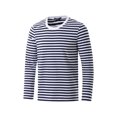 thumbnail image 1 of INSPIRE CHIC T-Shirt pour Homme à Rayures Col Ras du Cou Manches Longues Chandail Haut 46 Bleu Marine, 1 of 8